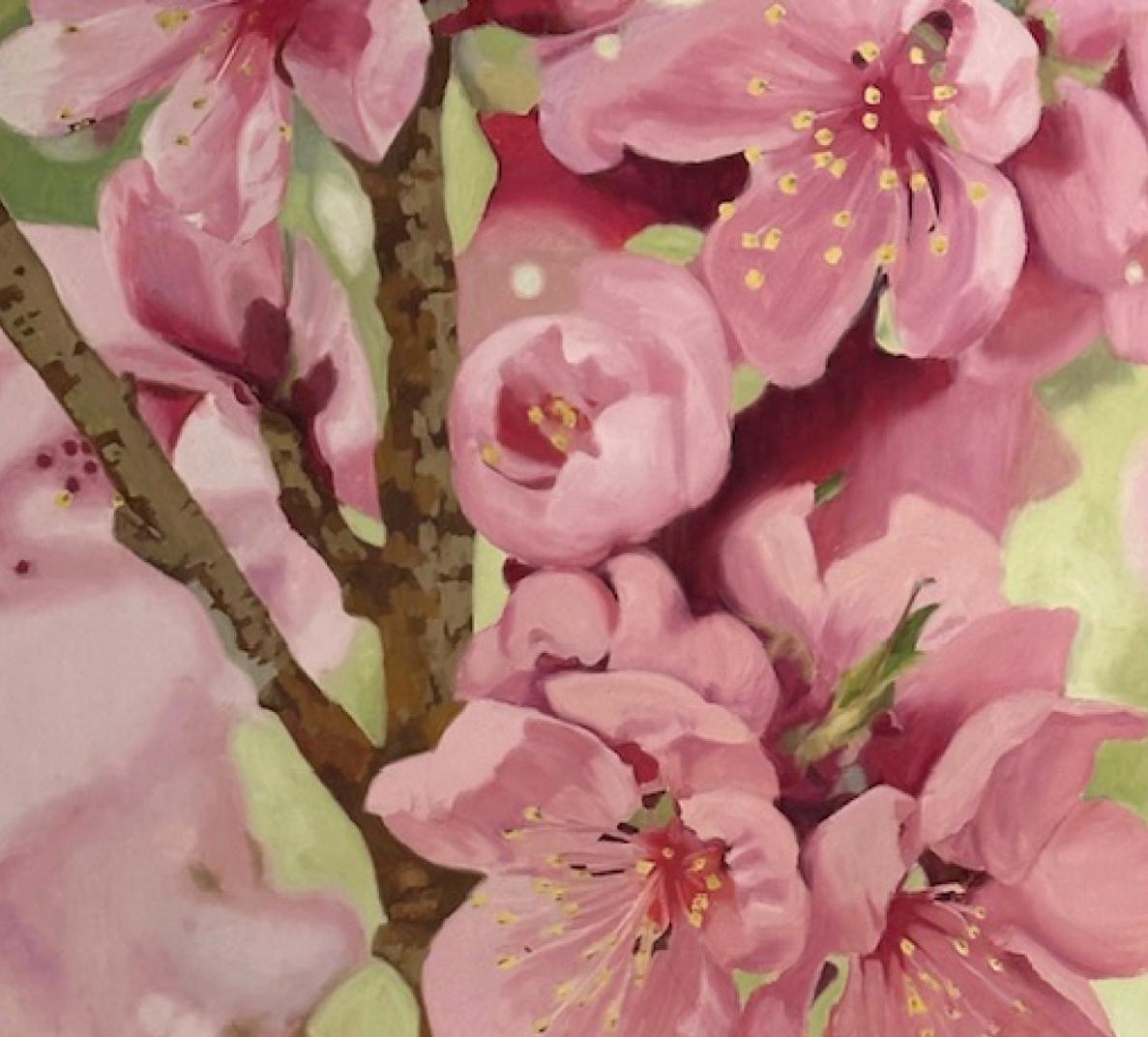 In Bloom 36x 36 Öl auf Birke Tafel Impressionismus  Blumen  Frauen im Kunstgewerbe (Abstrakter Impressionismus), Painting, von Joan Breckwoldt