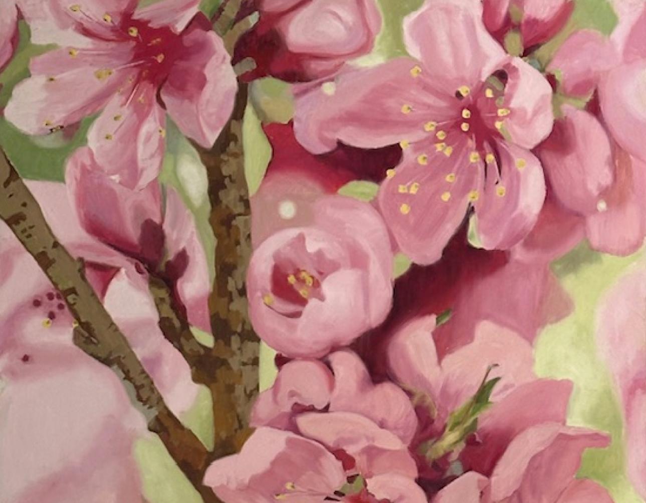 In Bloom 36x 36 Öl auf Birke Tafel Impressionismus  Blumen  Frauen im Kunstgewerbe im Angebot 1