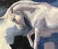 Majestätischer Mustang Öl auf Leinwand Wyoming Individuell gerahmt Westliche Kunst
