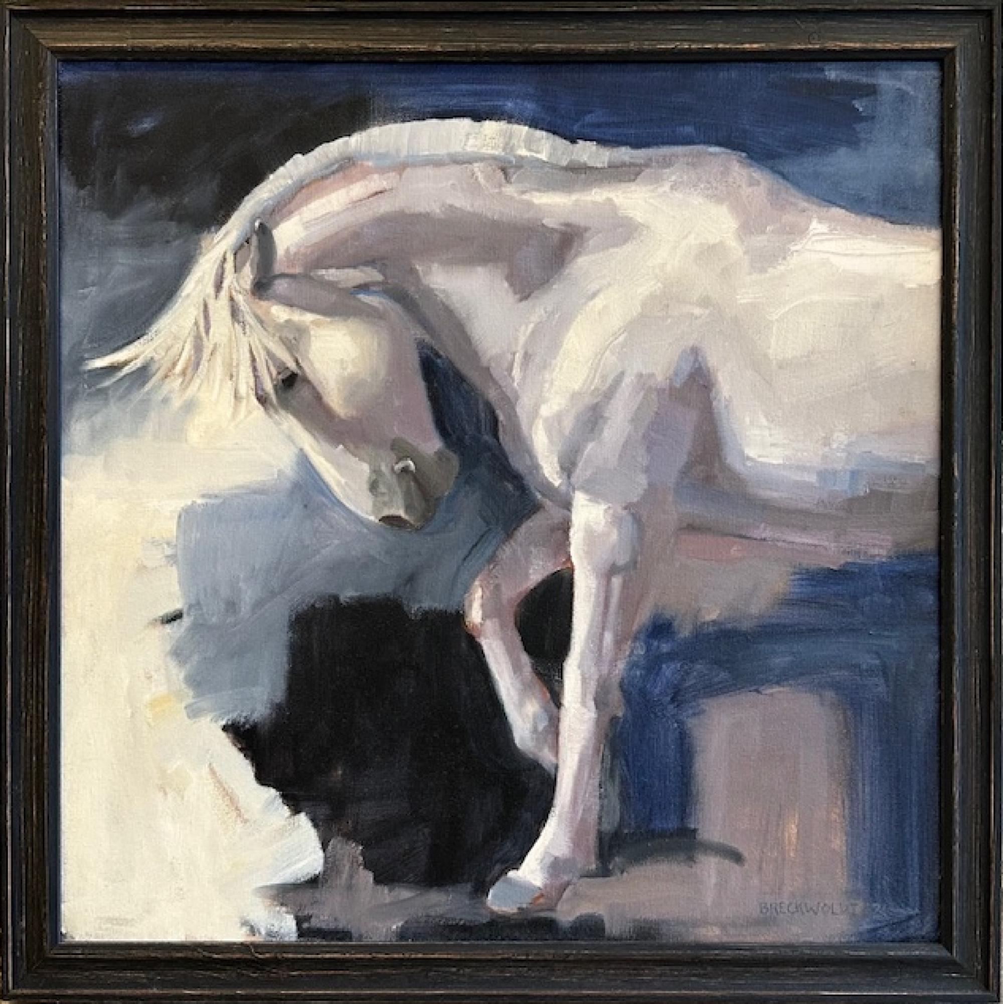 Joan Breckwoldt Animal Painting - Majestic Mustang   Oil on Canvas  Wyoming Custom Framed  Western Art   