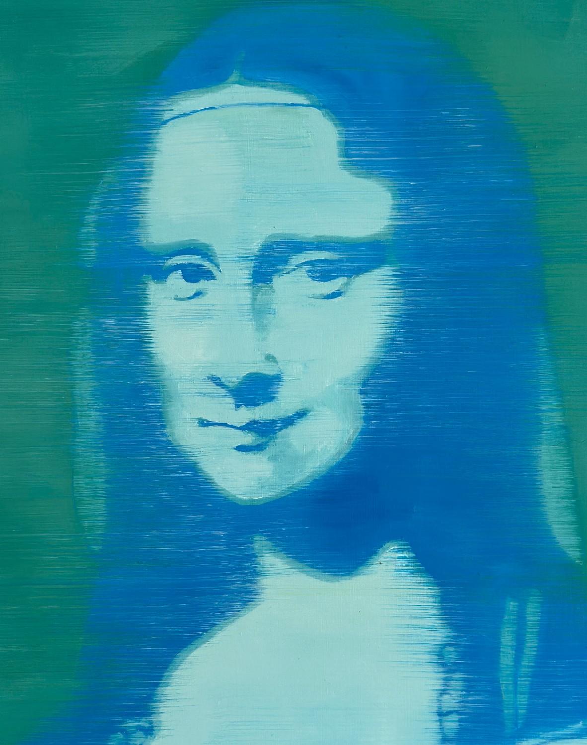 LOOK FOR FREE SHIPPING AT CHECKOUT.

ARTIST EXPLANATION OF THE PAINTINGS:
Mona Lisa in Blue measures  20 x 16