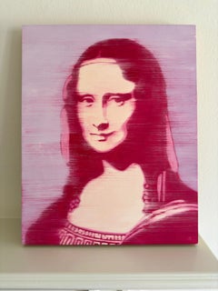 Mona Lisa Violet 20" x 16 " Oil on Birch Panel Unique Iconic Style Contemporary
