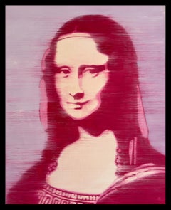 Mona Lisa Violet 20" x 16 " Huile sur panneau de bouleau Unique Iconic Style Contemporary
