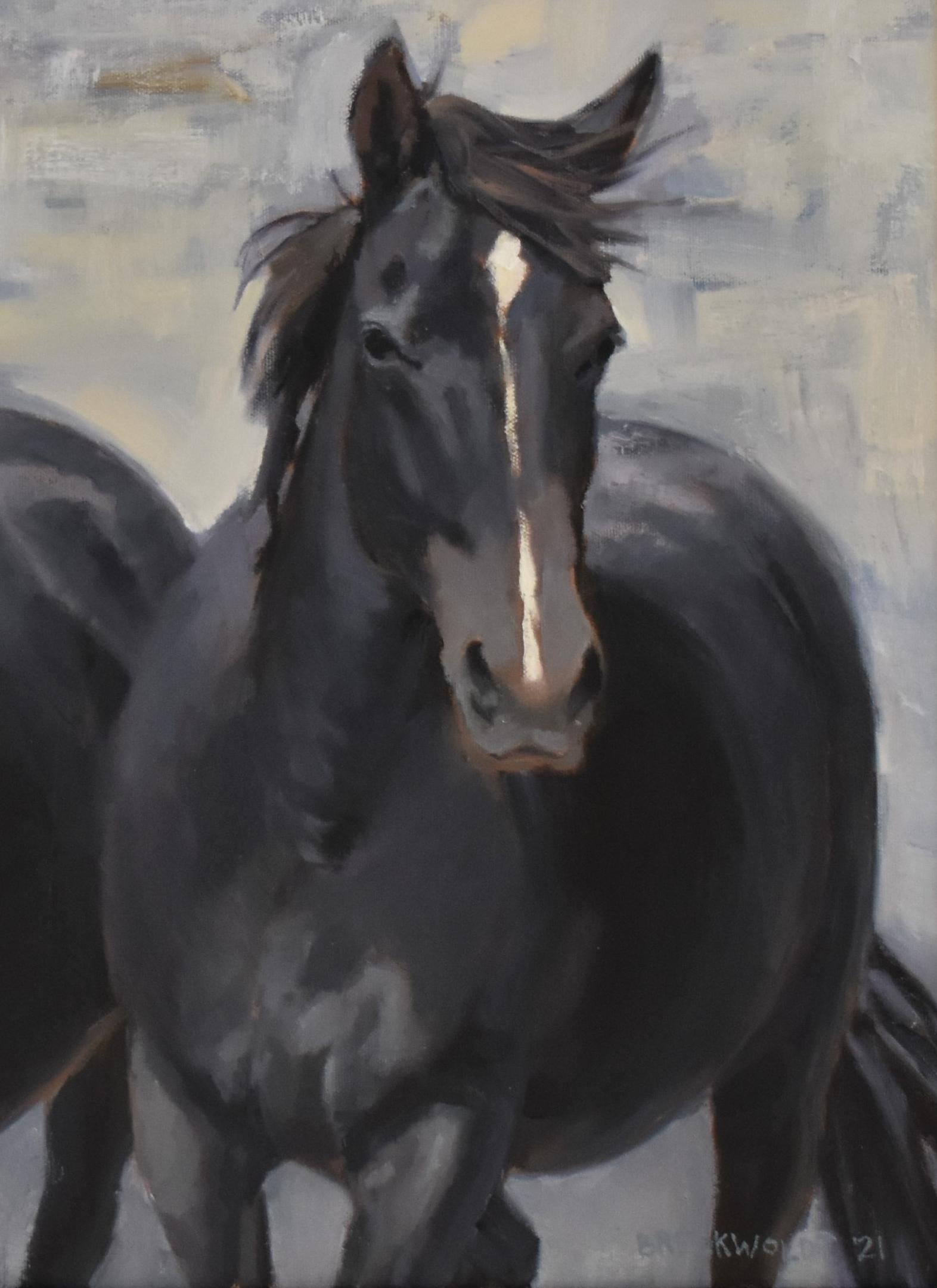 VÉRIFIEZ QUE LA LIVRAISON EST GRATUITE À LA CAISSE. si elle n'est pas disponible, Gallery offre la livraison gratuite.
  Mustang Horses est une peinture à l'huile de 16 x 20 réalisée par l'artiste Joan Breckwoldt.  Mustang Horses a été peint en 2022