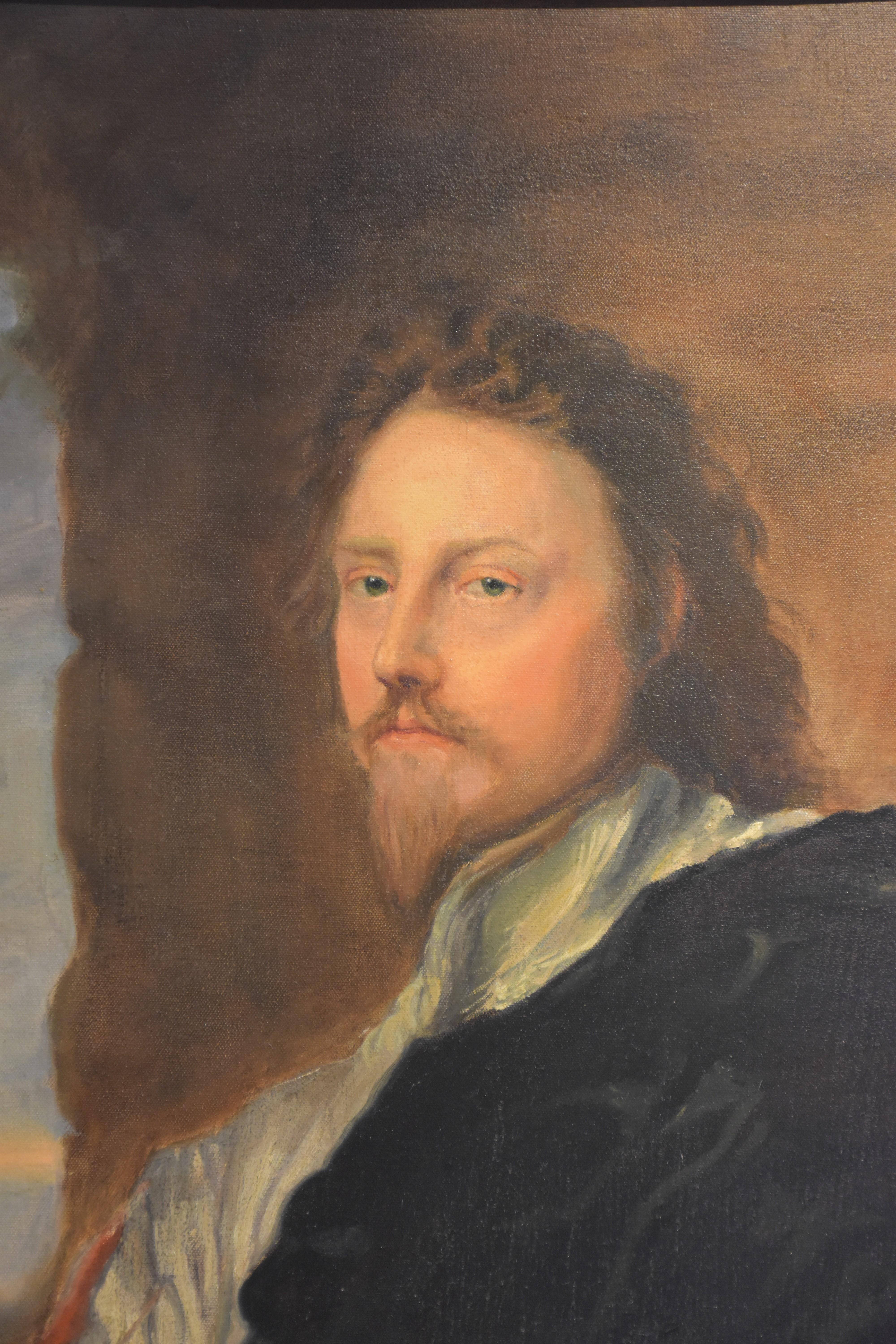 Portrait of Nicolas Lanier after Sir Anthony Van Dyck, Figurative Texas artist - Painting by Joan Breckwoldt