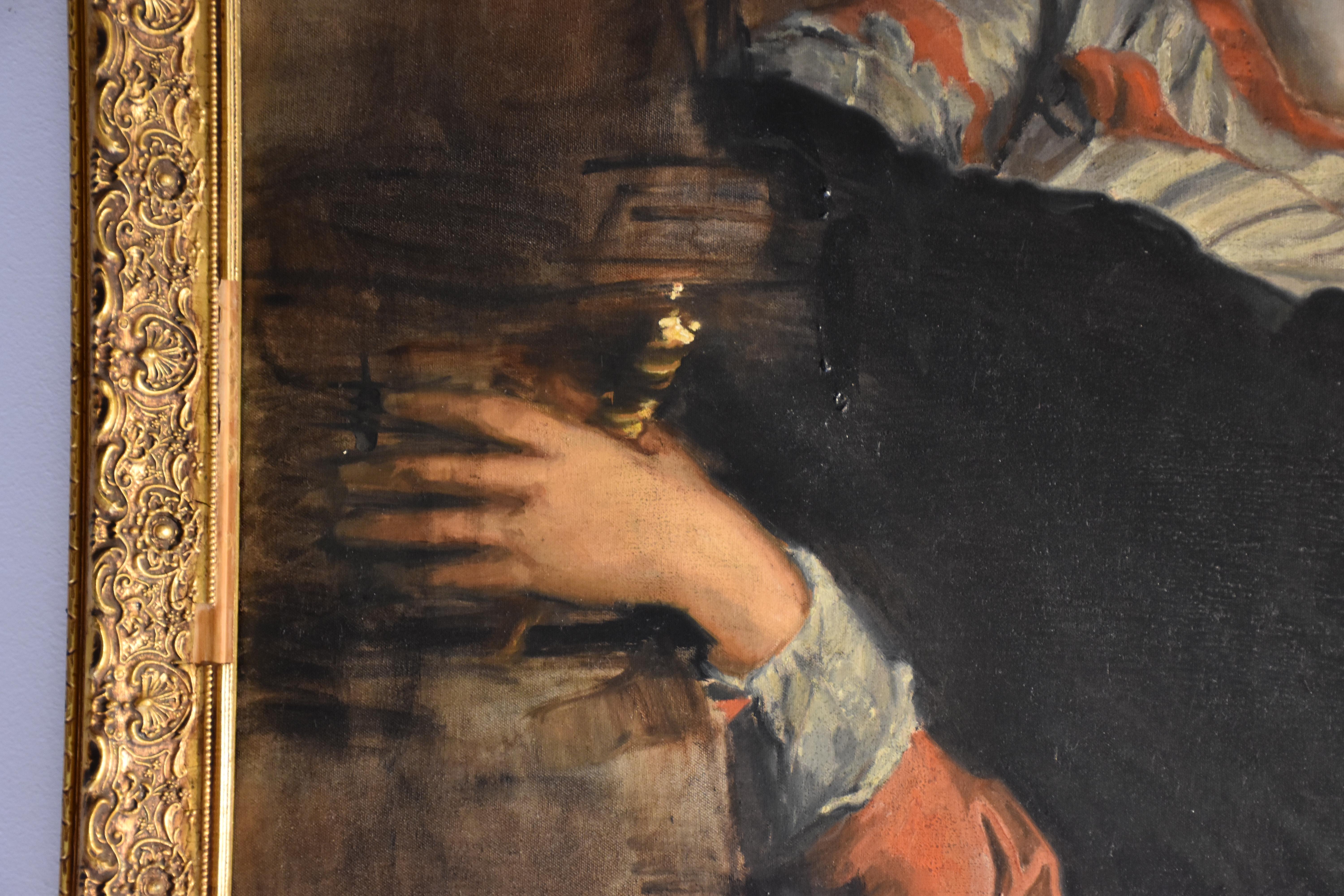 Portrait de Nicolas Lanier d'après Sir Anthony Van Dyck, artiste figuratif texan - Impressionnisme américain Painting par Joan Breckwoldt