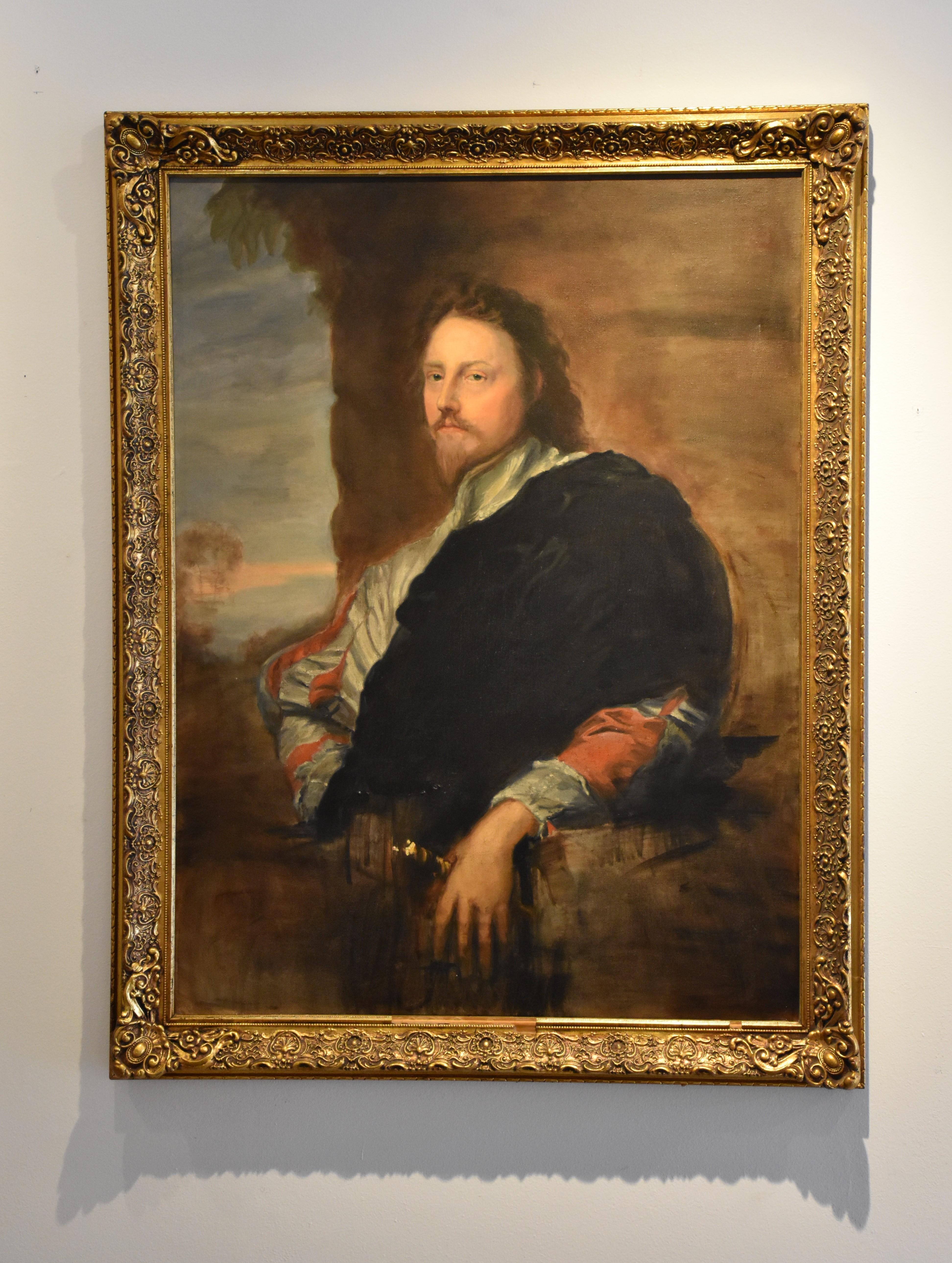 Portrait Painting de Joan Breckwoldt - Retrato de Nicolas Lanier según Sir Anthony Van Dyck, artista figurativo tejano