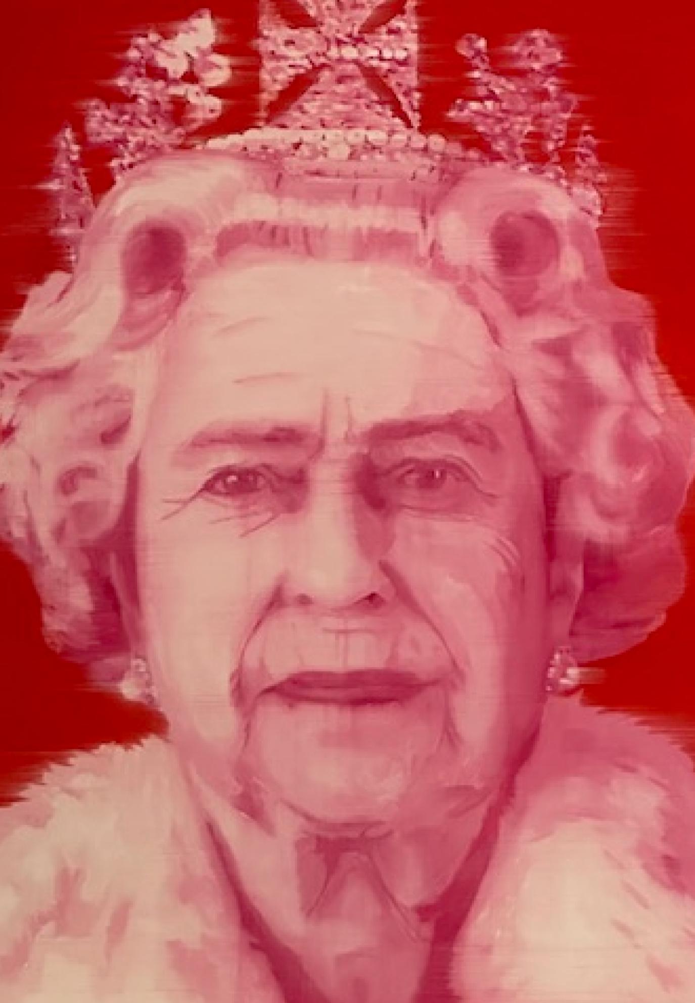 Queen Elizabeth 2  Oil on Birch Panel  Unique Style  Women in the Arts  30”x40” - Painting by Joan Breckwoldt