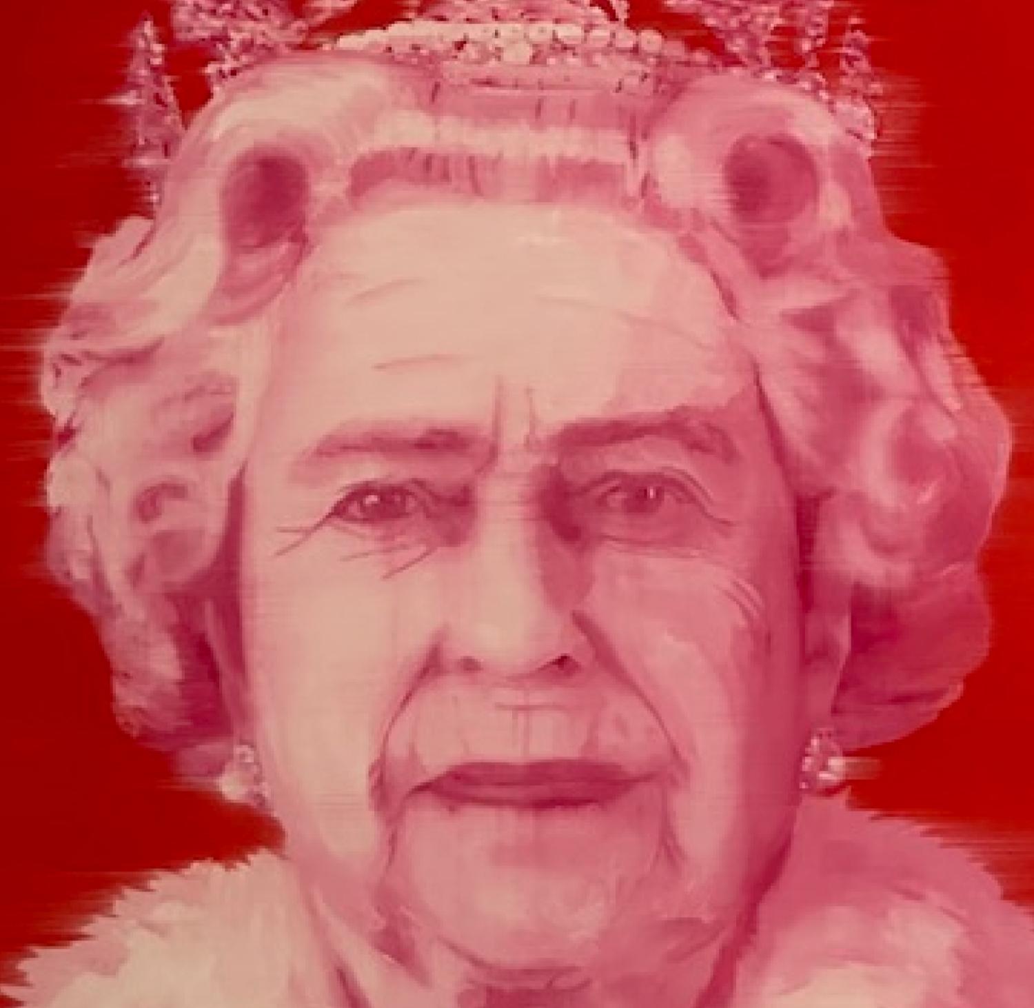 Queen Elizabeth 2  Oil on Birch Panel  Unique Style  Women in the Arts  30”x40” - Abstract Impressionist Painting by Joan Breckwoldt