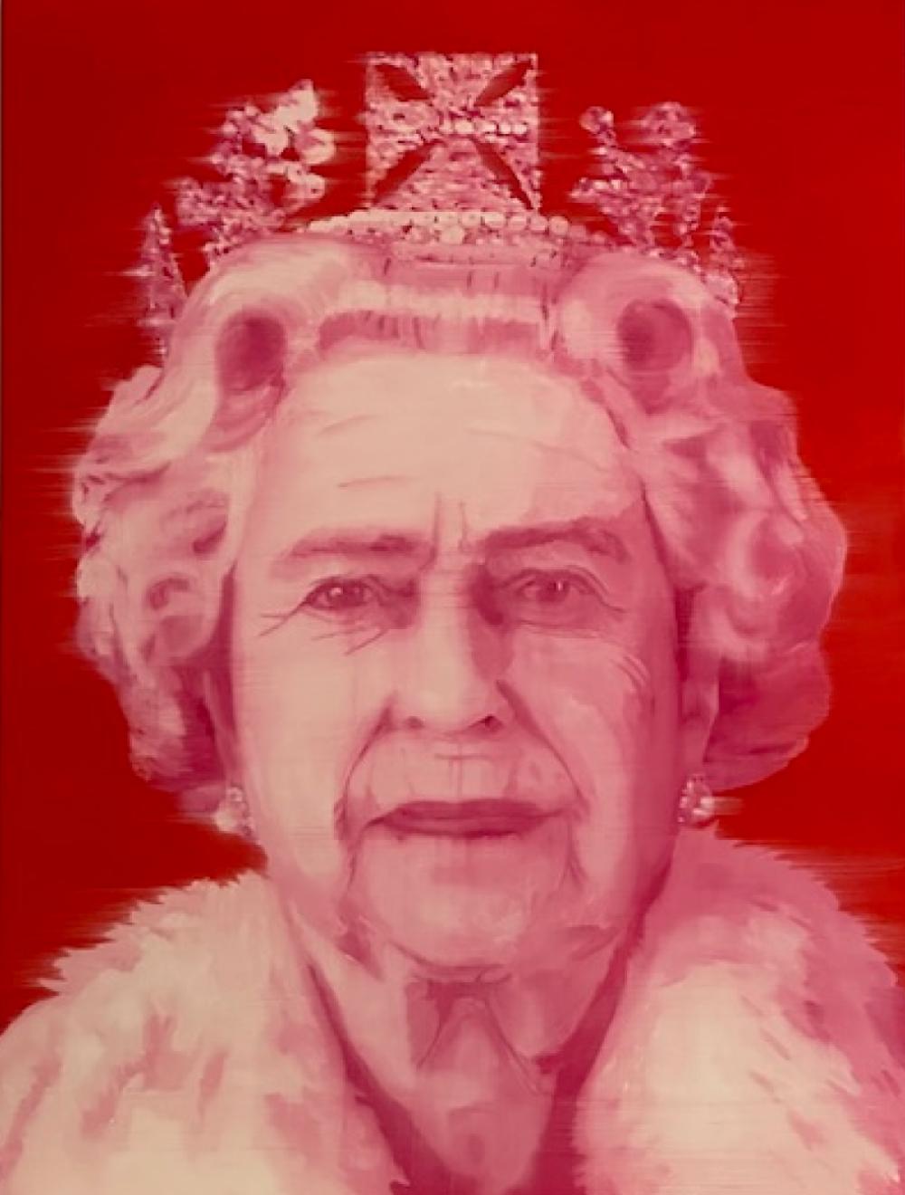 Joan Breckwoldt Portrait Painting - Queen Elizabeth 2  Oil on Birch Panel  Unique Style  Women in the Arts  30”x40”