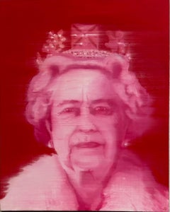  Königin Elizabeth 2 (kleine Version) 20" x 16" Öl auf Birkenholzplatte  Einzigartiger Stil