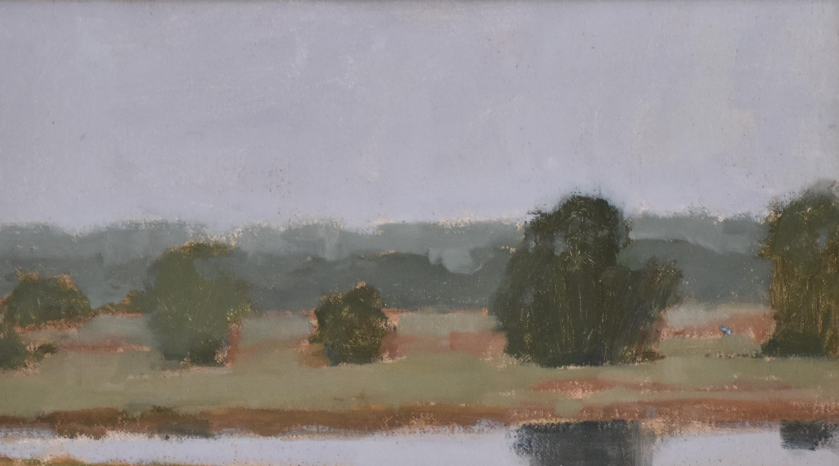 Reflections, Texas Landscape, 9 x 12, Oil, Free Shipping,  Hill Country - Painting by Joan Breckwoldt