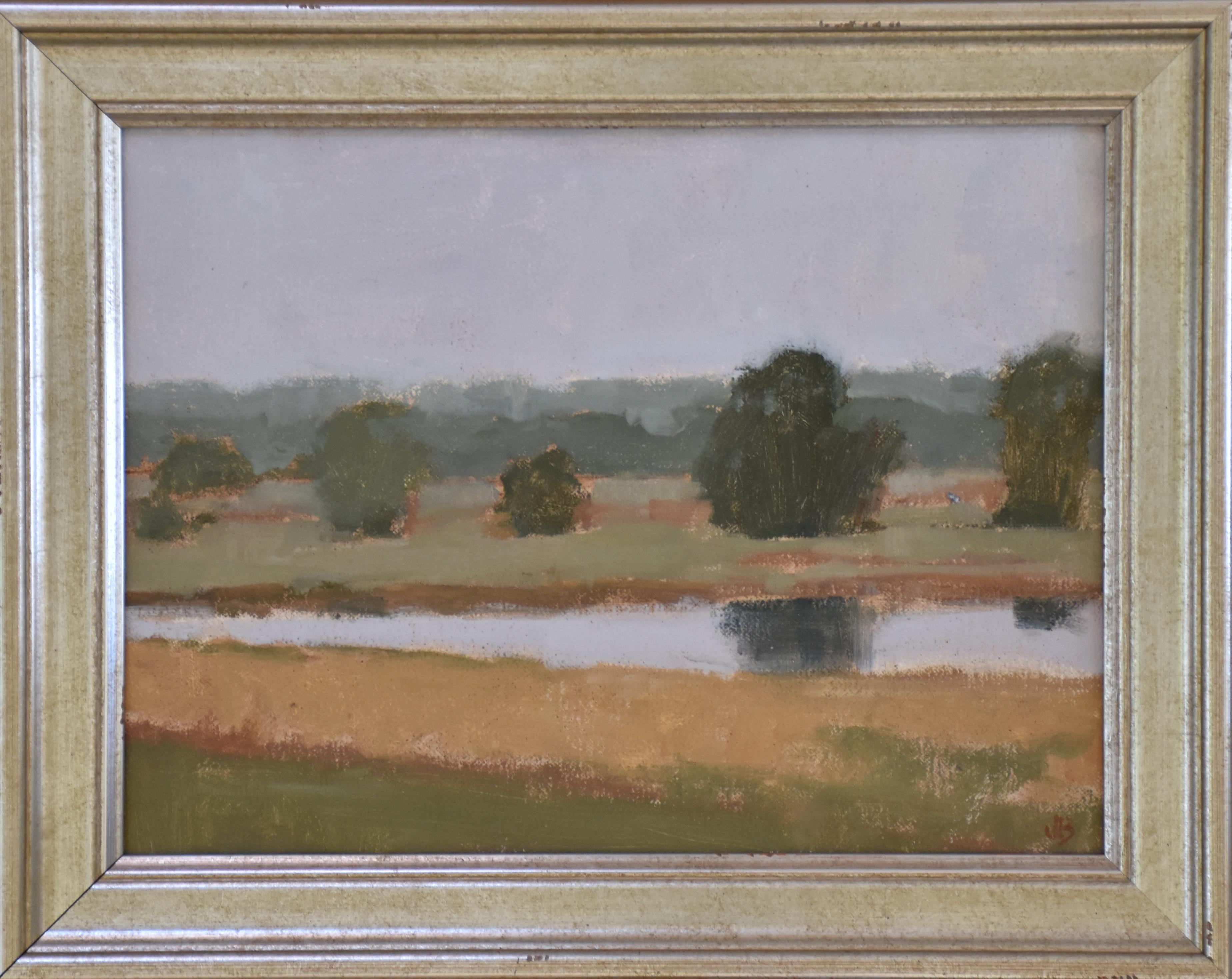 Reflections, Texas Landscape, 9 x 12, Oil, Kostenloser Versand,  Bergland