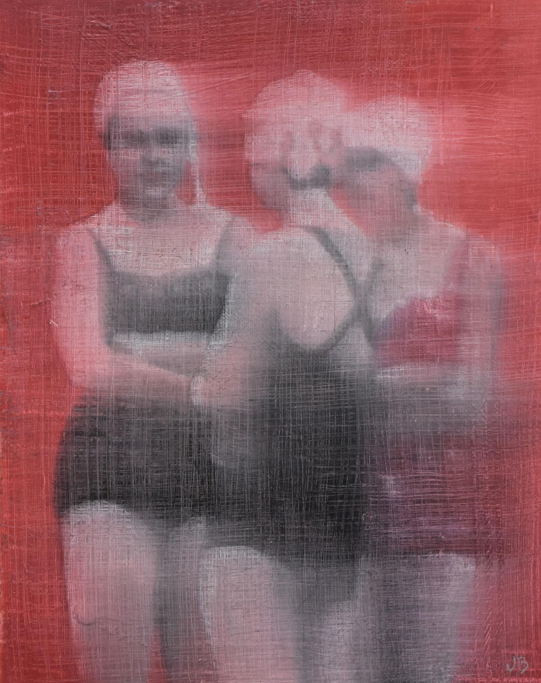 The Bathers I, Figurative, artiste texane, Women in the Arts, 9x12" huile sur bouleau