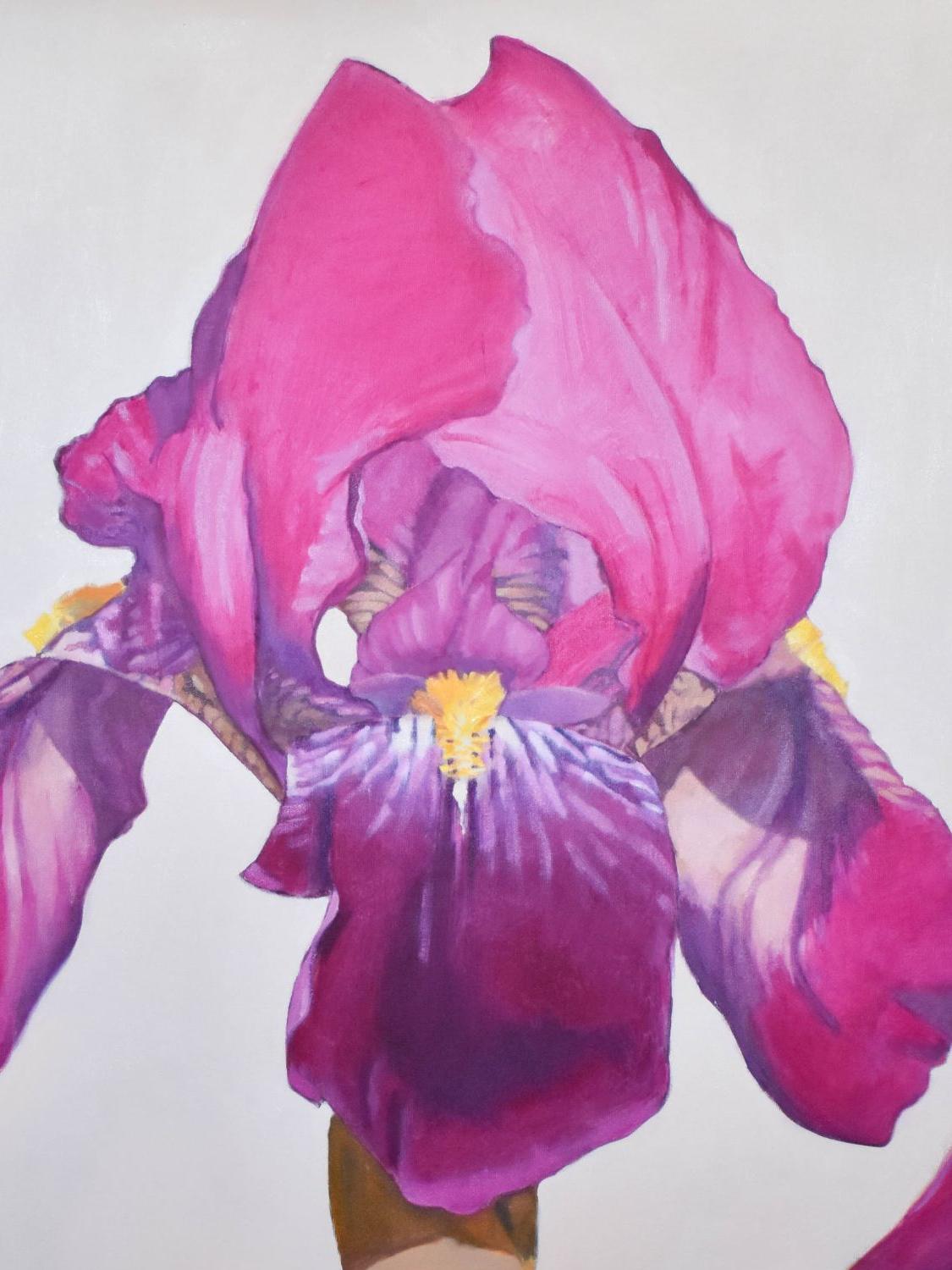 The Pink Iris, Oil Painting, Floral Painting, Still Life, Framed, American Art 2