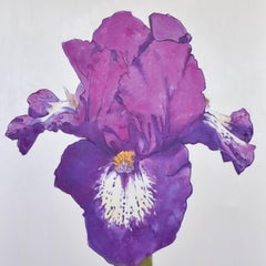 The Purple Iris, Oil Painting, Floral Painting, Still Life, Framed, American Art