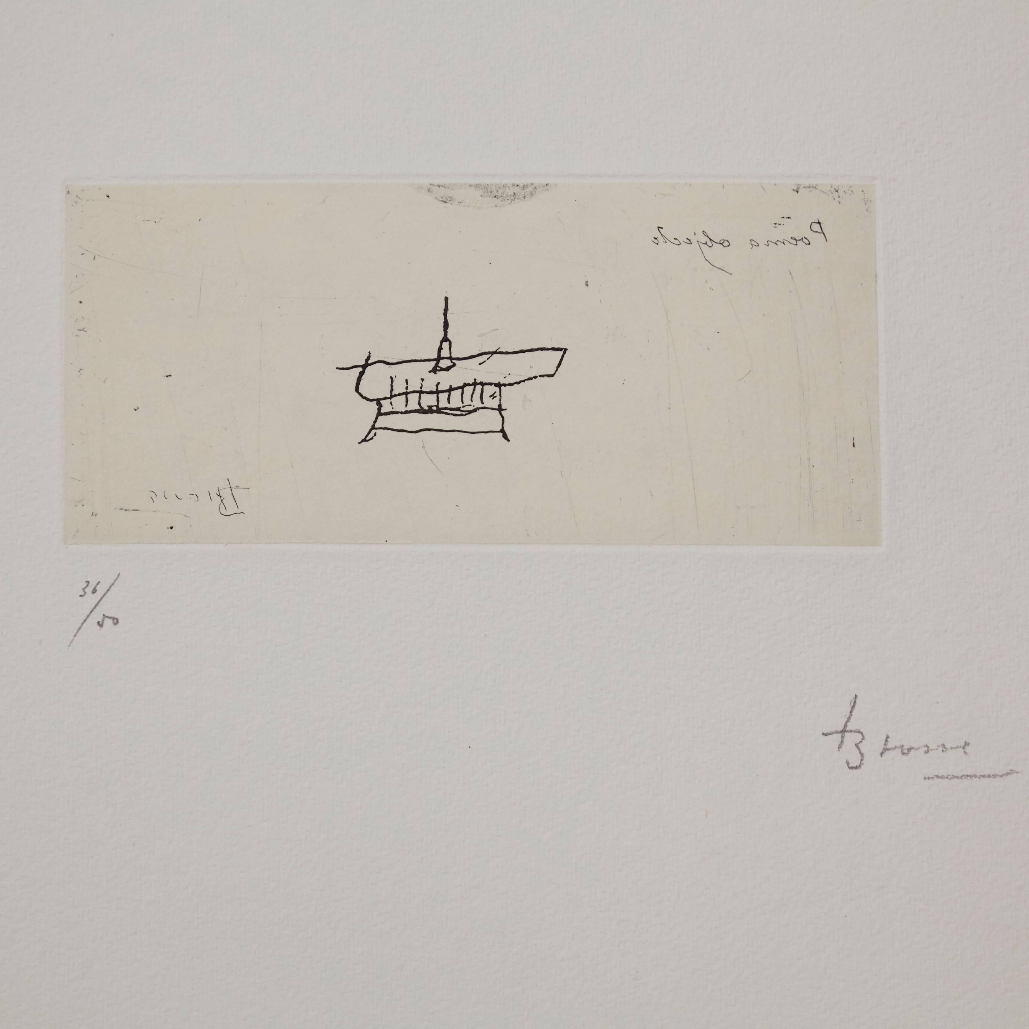 Lithography made by Joan Brossa, circa 1970.

Limited edition of 50 copies. Numbered (36/50) and hand-signed.

In original good condition.

Joan Brossa (1919-1998) was a Catalan poet, playwright, graphic designer and visual artist. He wrote