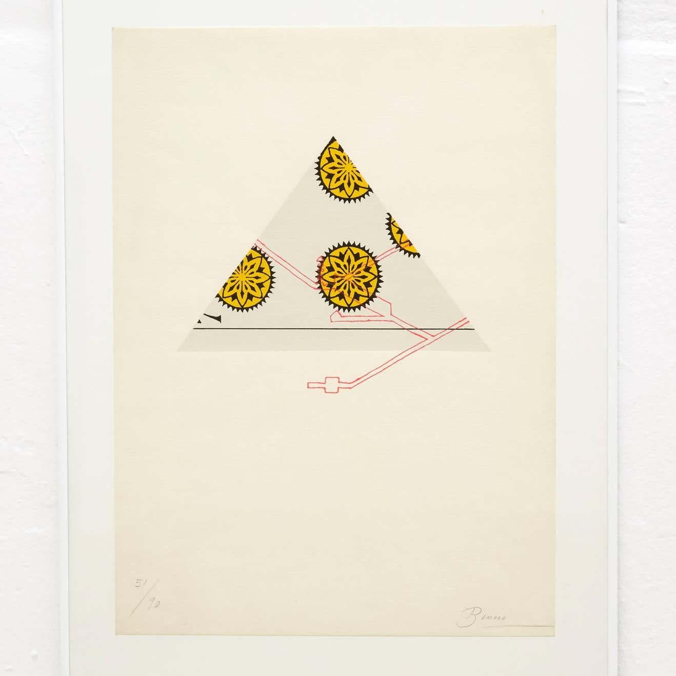 Poème visuel réalisé par Joan Brossa, vers 1989.

Impression graphique. Lithographie sur papier Guarro. Édition limitée à 90 exemplaires. Signé et numéroté.
Cette pièce est numérotée 51/90.
L'œuvre est signée à la main par l'artiste au dos.

Joan