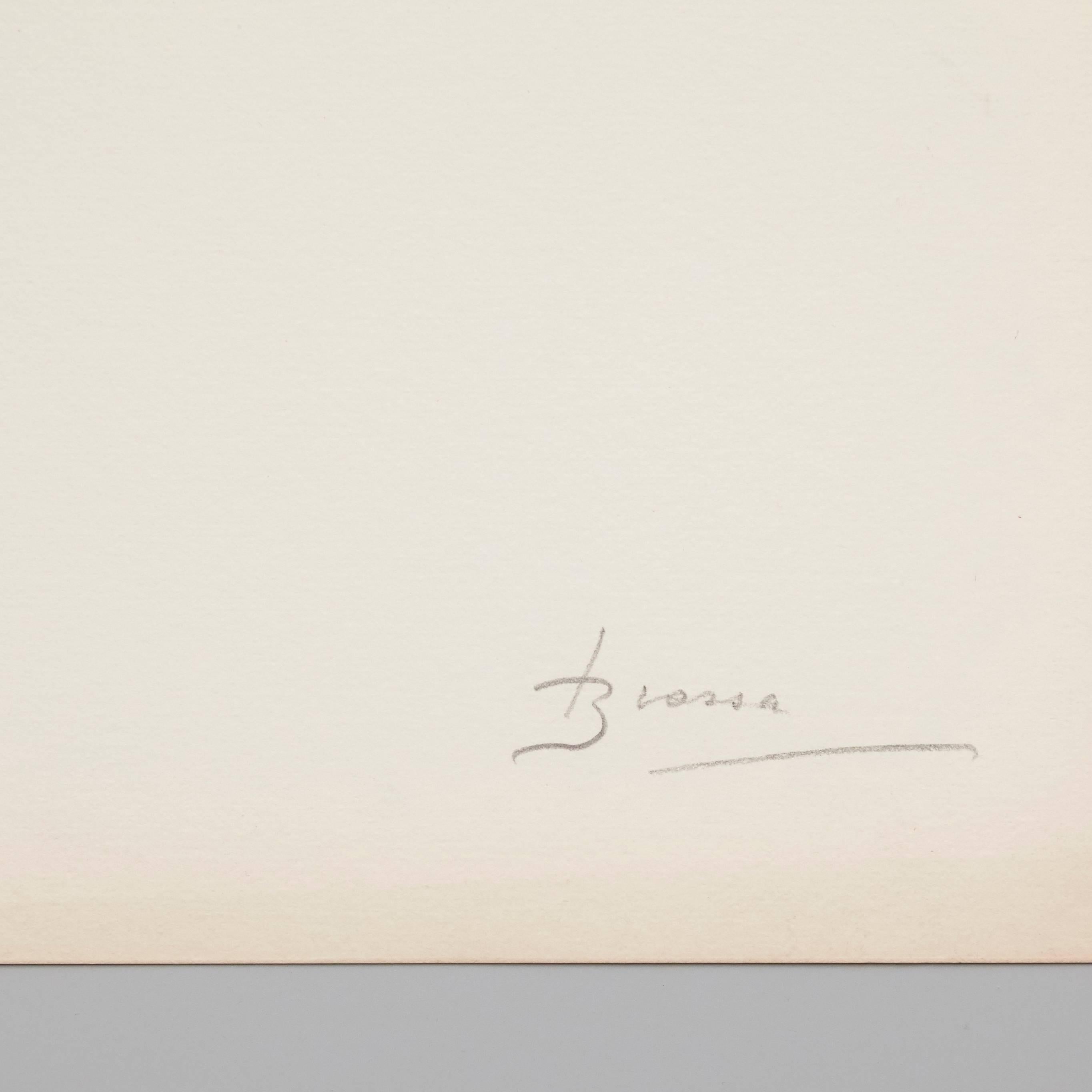 Mid-Century Modern Lithographie d'un poème visuel signée à la main de Joan Brossa en vente
