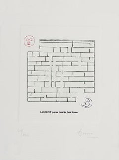 Joan Brossa Spanischer Künstler, ¨Laberint¨, Siebdruck, 15.7x11.8 in
