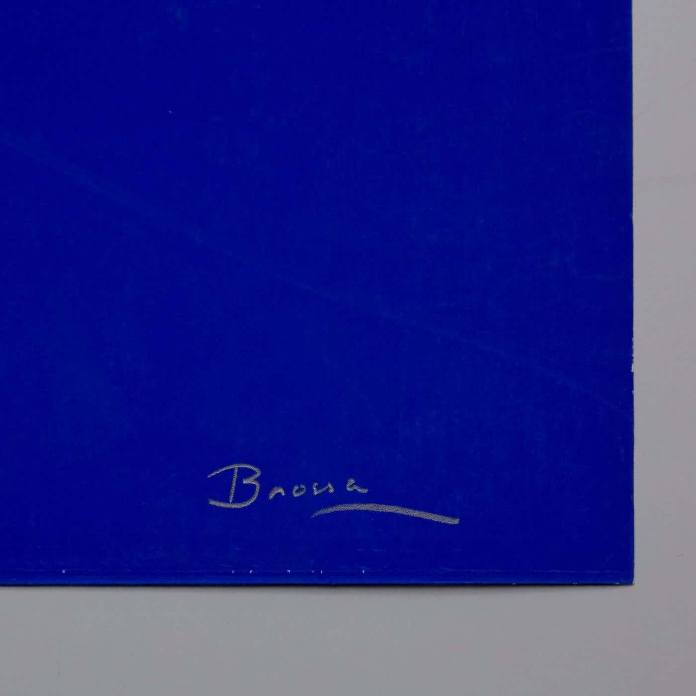 Modern Joan Brossa Surrealist Blue Lithograph Visual Poem, circa 1978 For Sale
