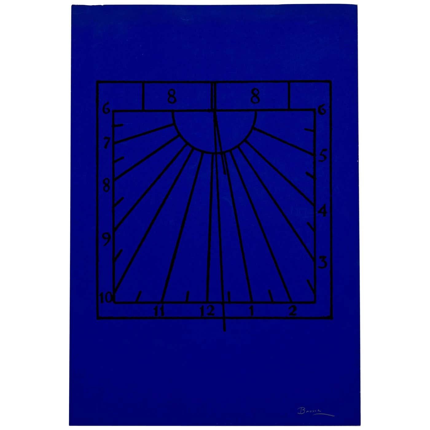 Joan Brossa Poema visivo surrealista in litografia blu, circa 1978 In condizioni buone in vendita a Barcelona, Barcelona