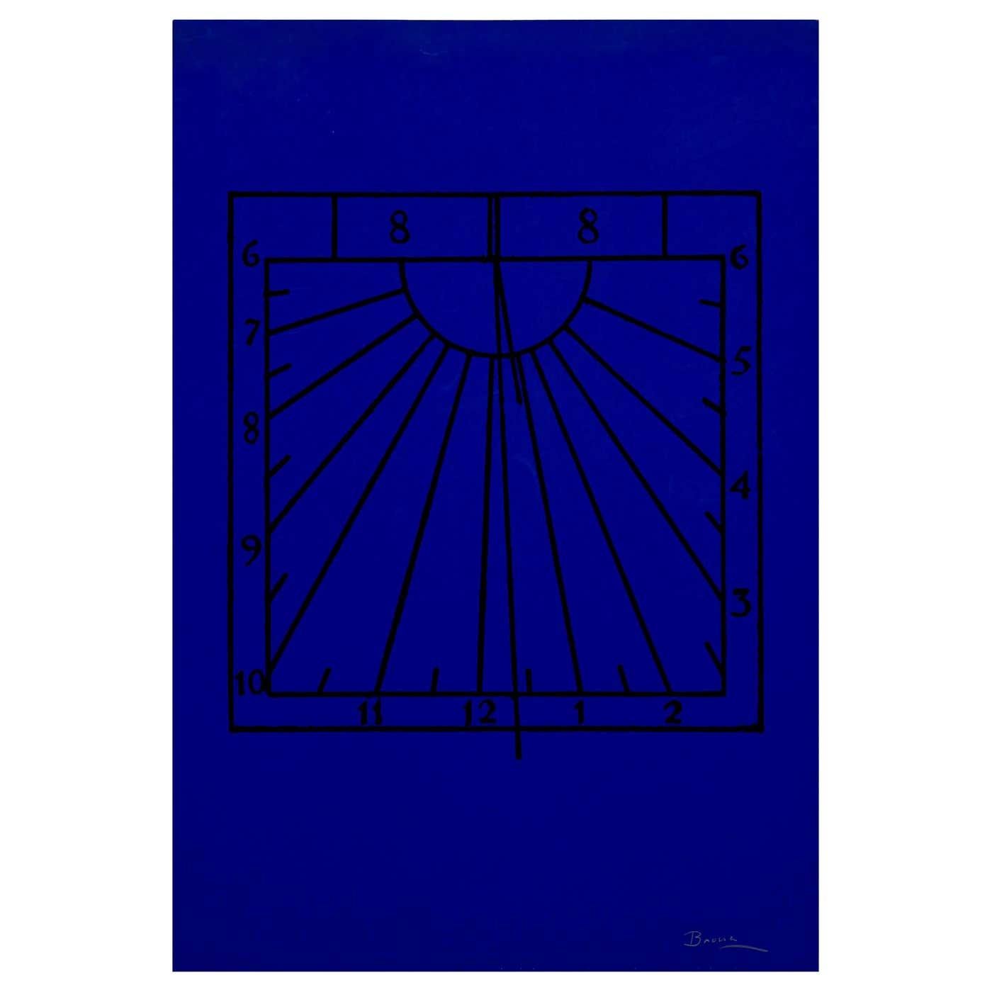 Late 20th Century Joan Brossa Surrealist Blue Lithograph Visual Poem, circa 1978 For Sale