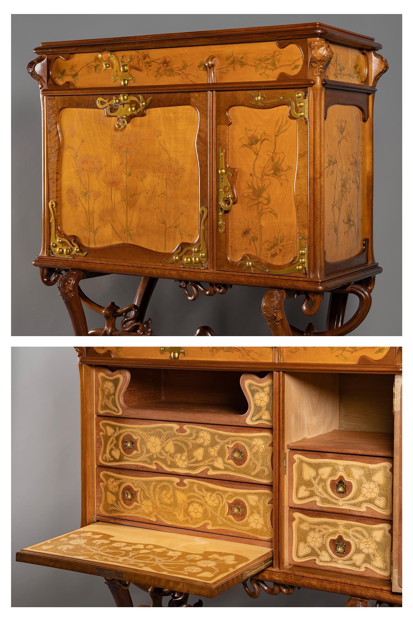 19th Century Joan Busquets Workshop Masterpiece Modernist Nouveau Desk Cabinet, ca. 1898 For Sale