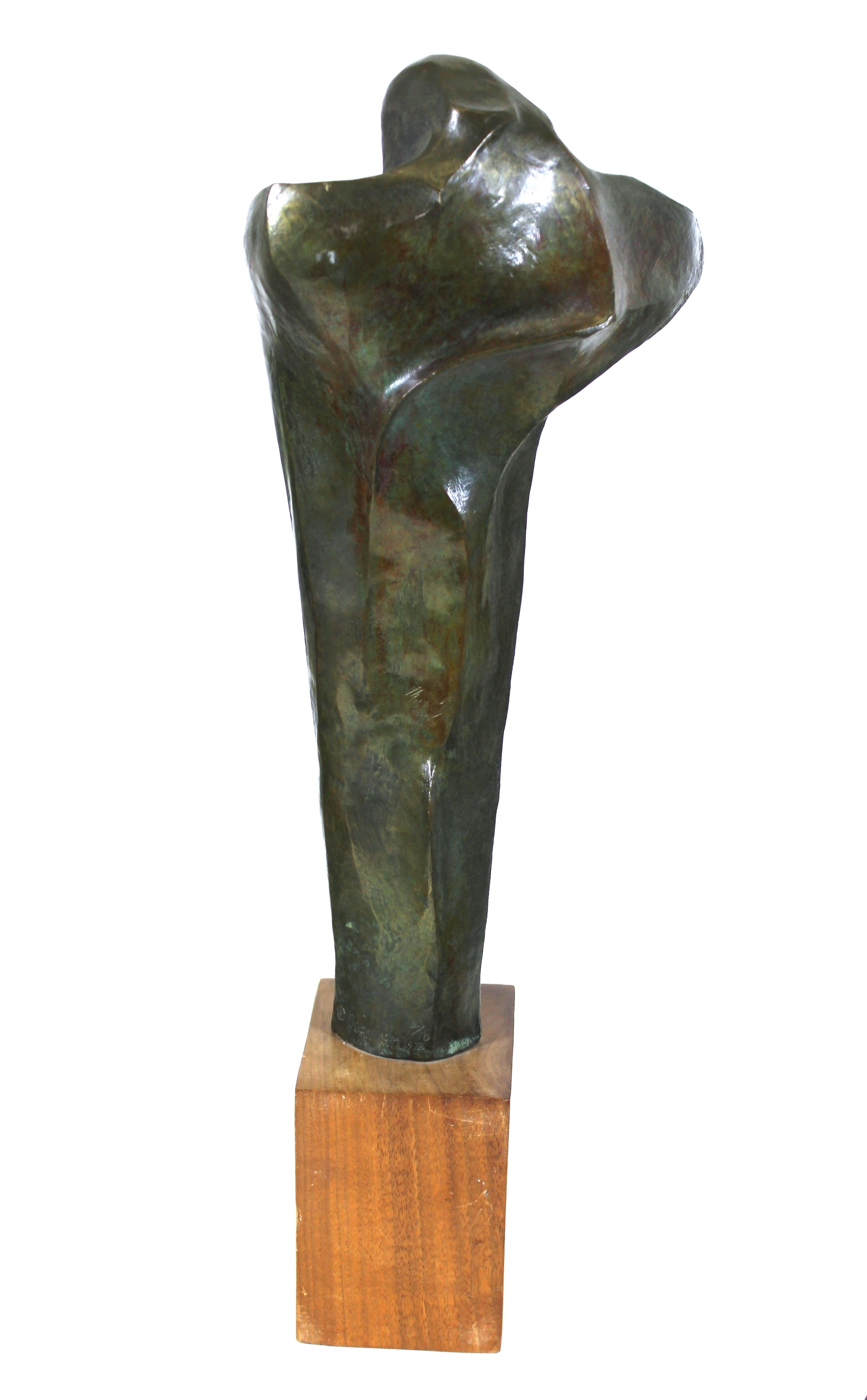 Late 20th Century Joan Carl 'Cloaked Lovers' Modern Abstract Bronze Sculpture