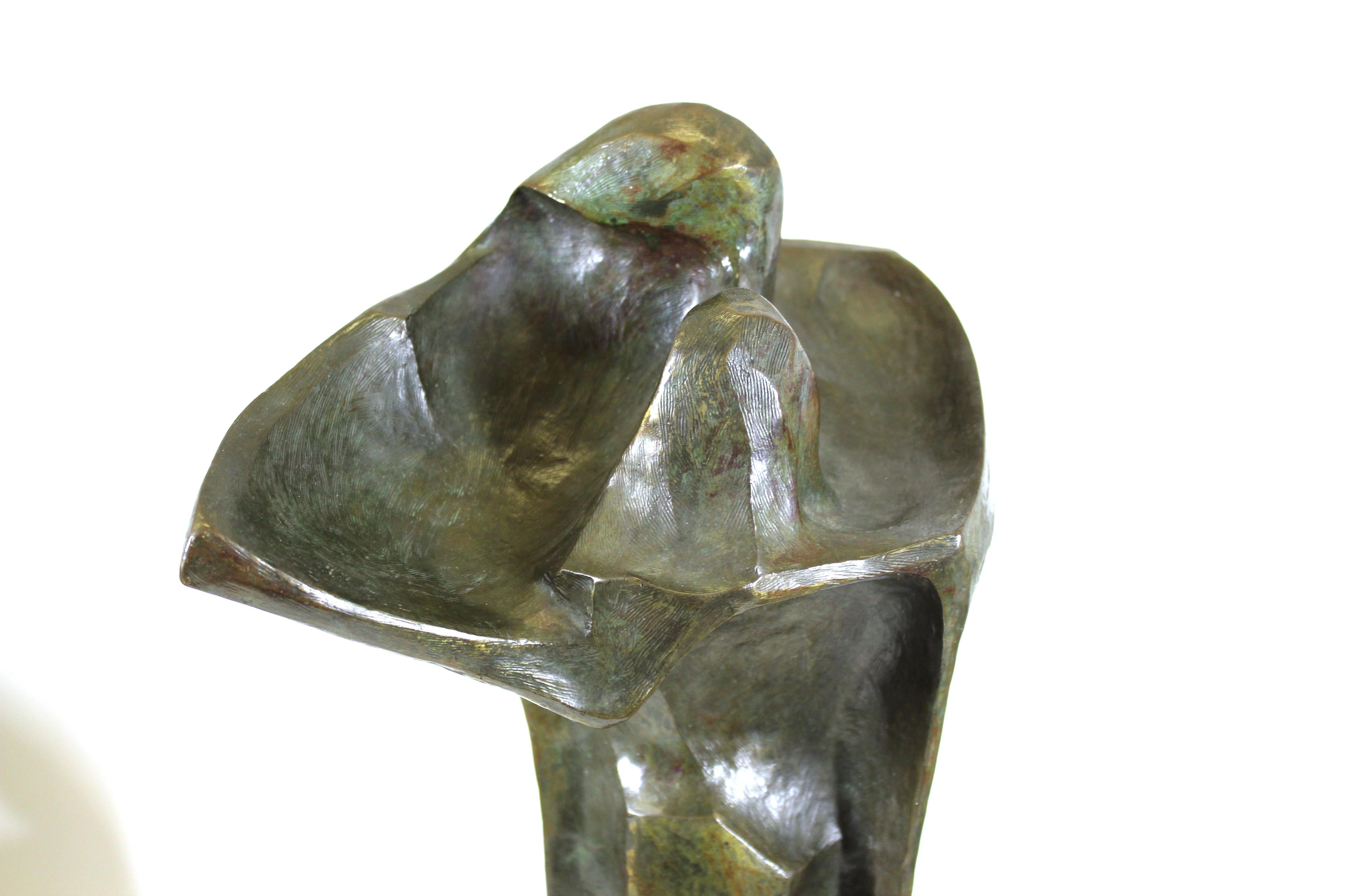 Joan Carl 'Cloaked Lovers' Modern Abstract Bronze Sculpture 4