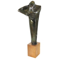 Joan Carl 'Cloaked Lovers' Modern Abstract Bronze Sculpture