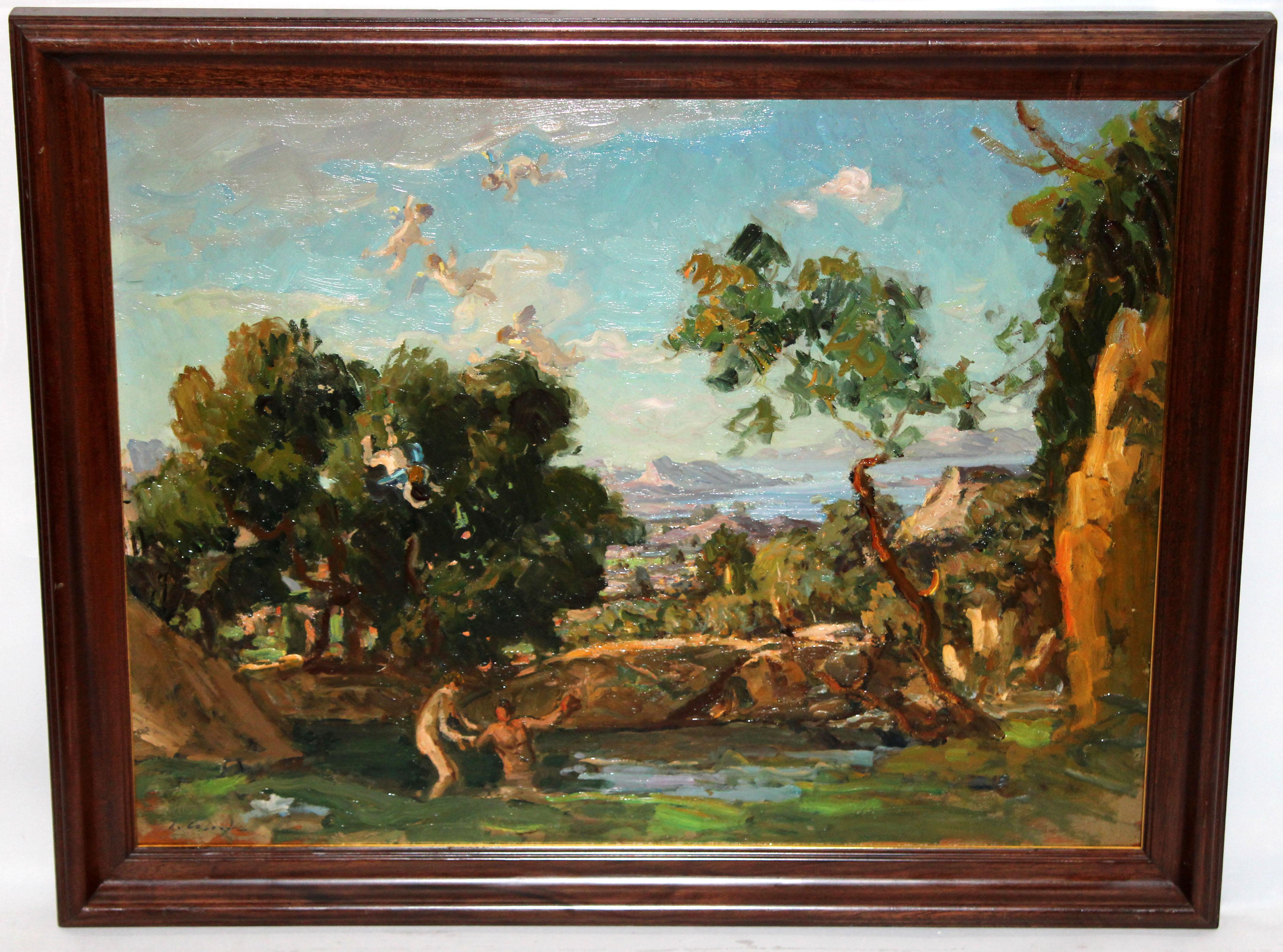 Joan Colom i Agustí (1879 - 1964) - Óleo sobre tablero - Bañistas en venta 1