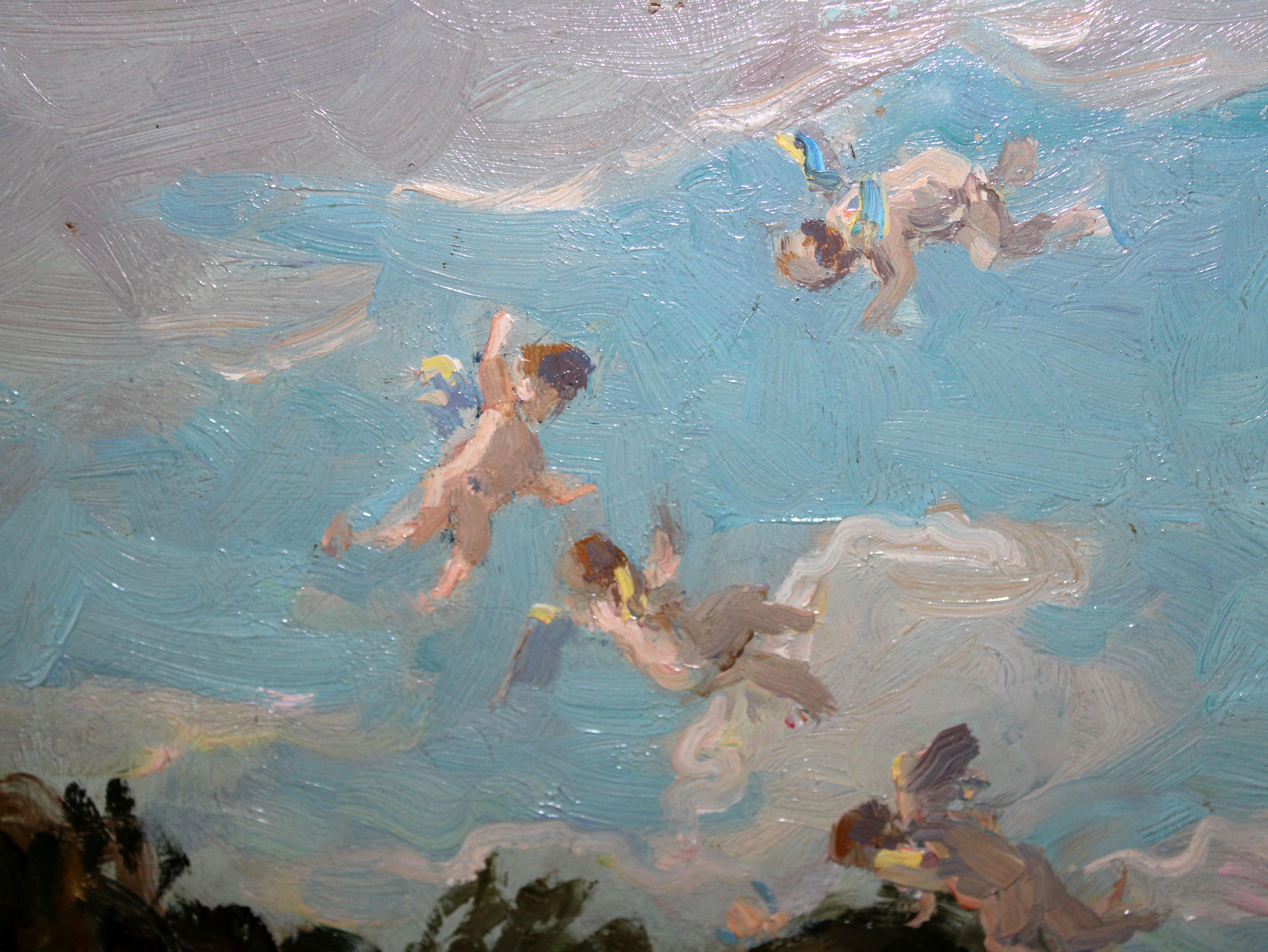Joan Colom i Agustí (1879 - 1964) - Óleo sobre tablero - Bañistas en venta 4