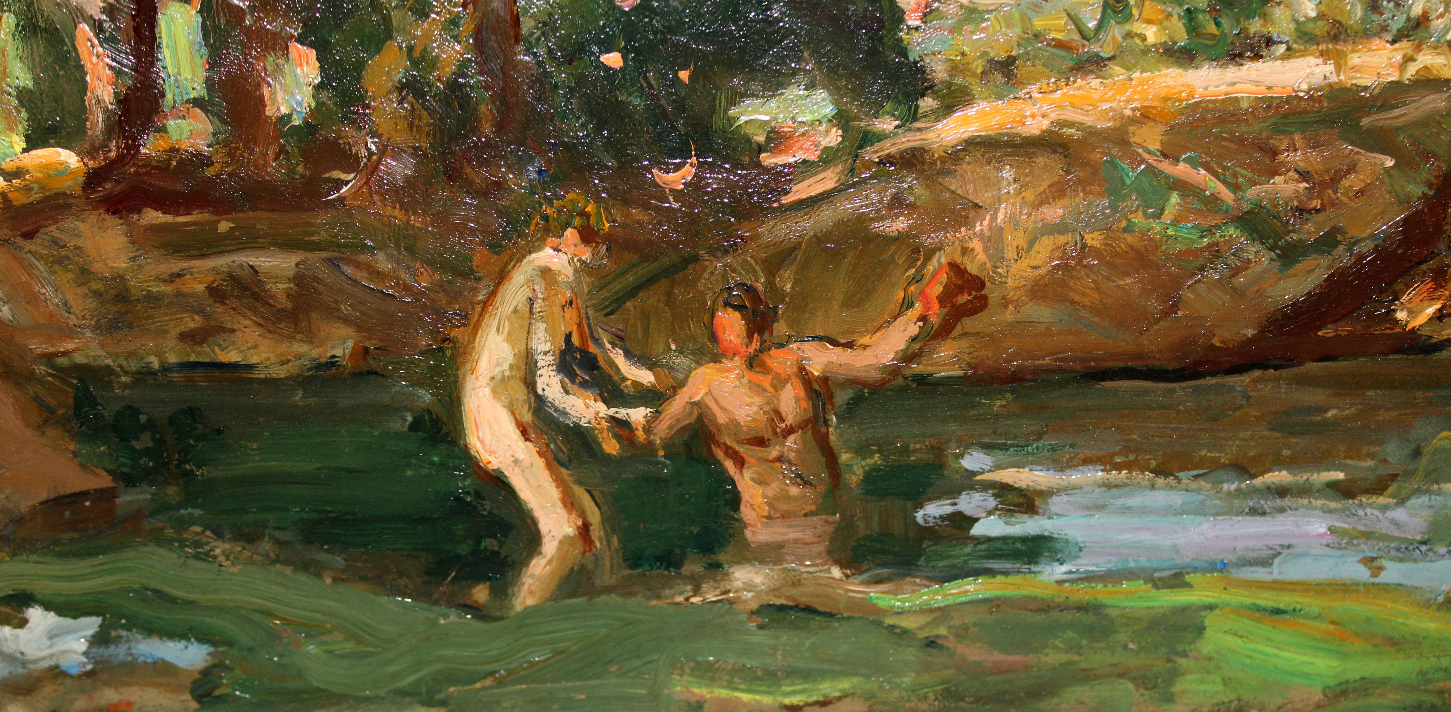 Joan Colom i Agustí (1879 - 1964) - Óleo sobre tablero - Bañistas en venta 5