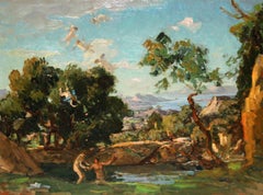 Joan Colom i Agustí (1879 - 1964) - Óleo sobre tablero - Bañistas