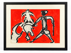 Joan Comellas Maristany – Bullfighting Scene, 1971 – Mixed Media on Paper