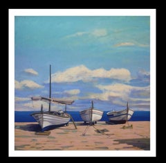 Barcas. original realist acrylic painting