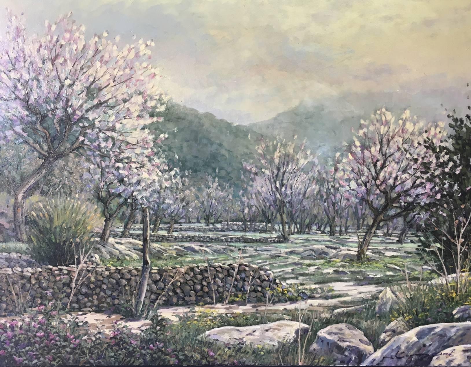 Kopons  LANDSCAPE OF MALLORCA Original realistische Acryl-Almondbäume – Painting von Joan Copons