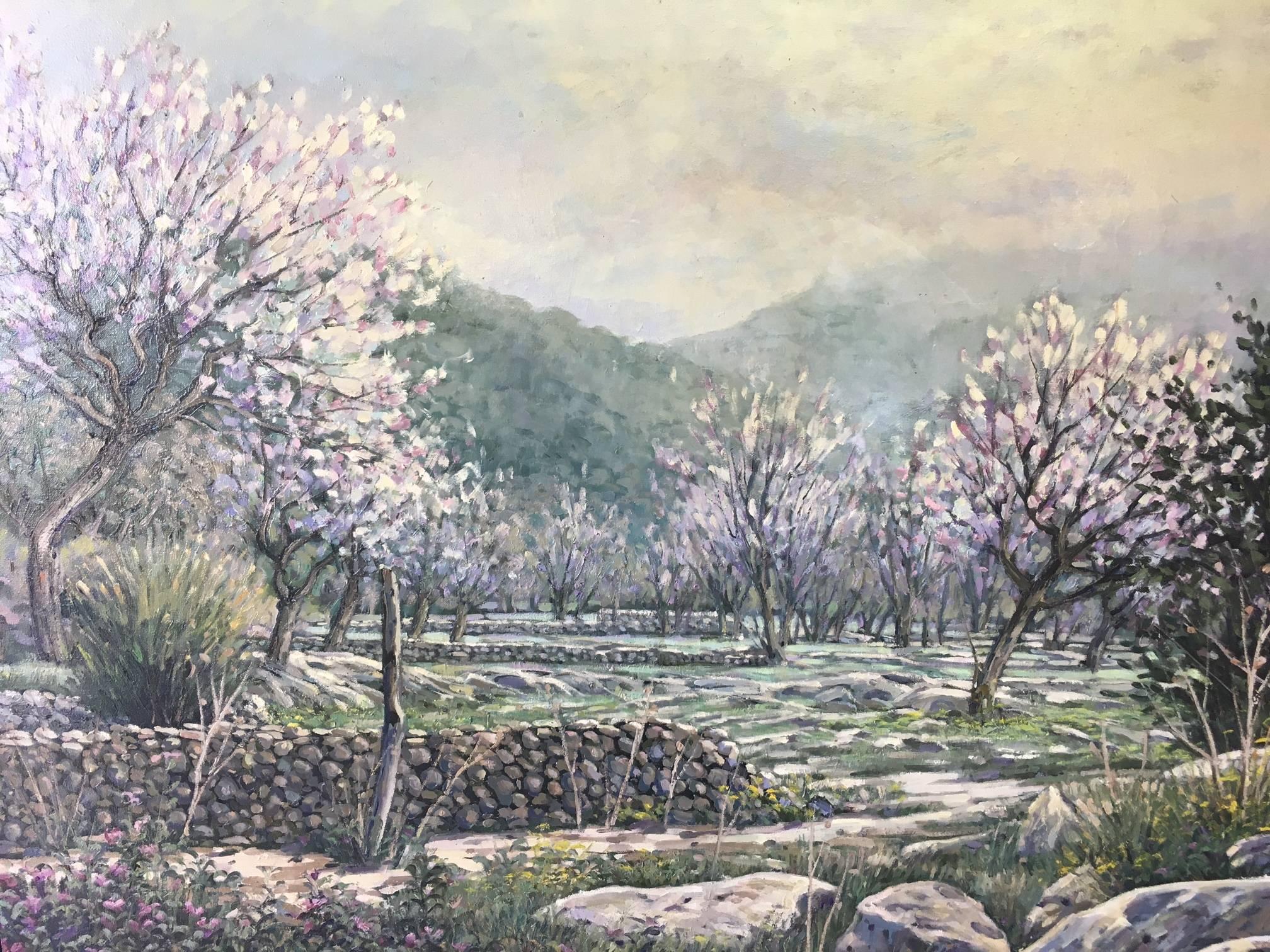 Kopons  LANDSCAPE OF MALLORCA Original realistische Acryl-Almondbäume (Expressionismus), Painting, von Joan Copons