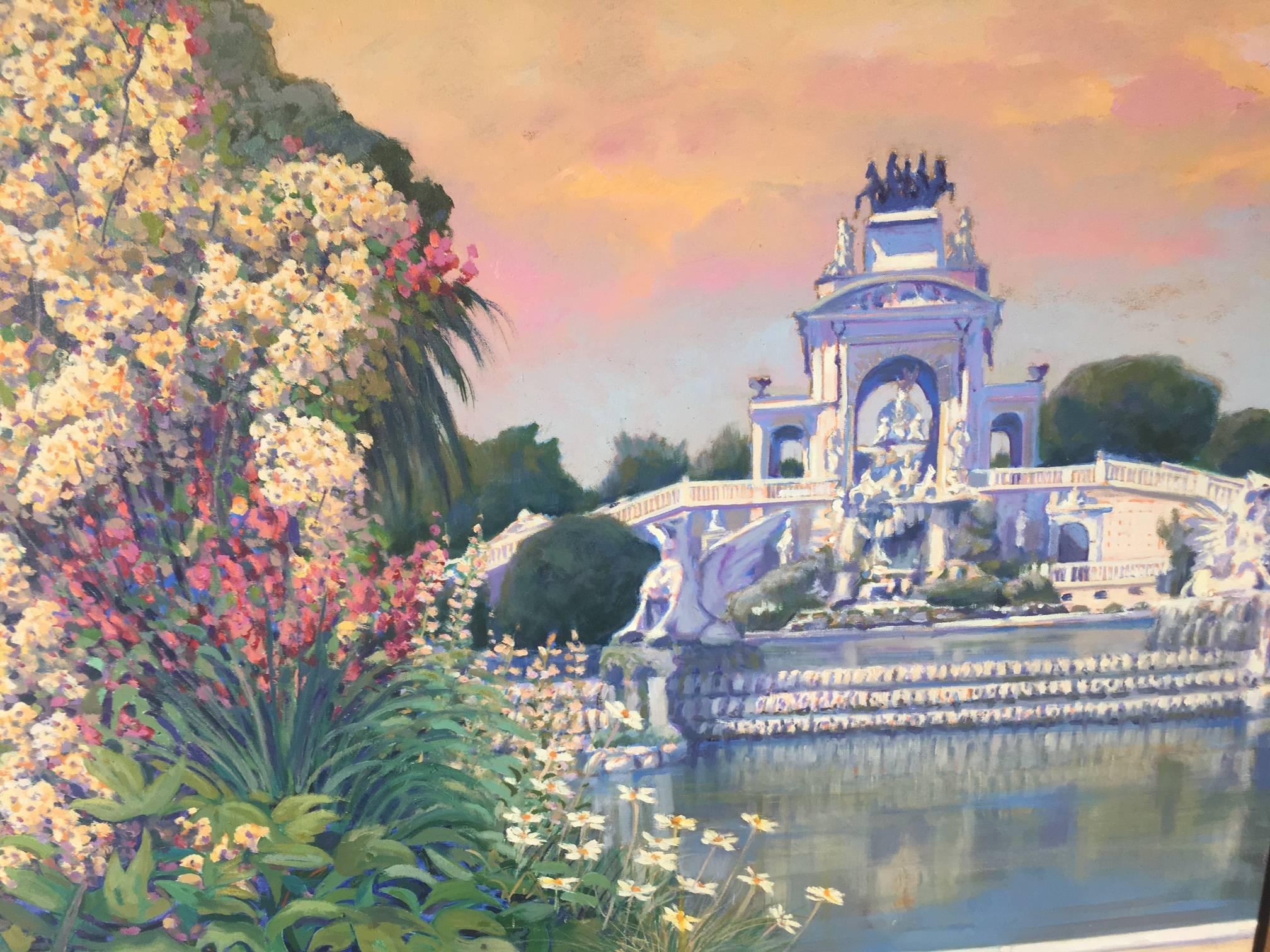 Copons   PARK CIUTADELLA Barcelona Flower Park original acrylic - Painting by Joan Copons