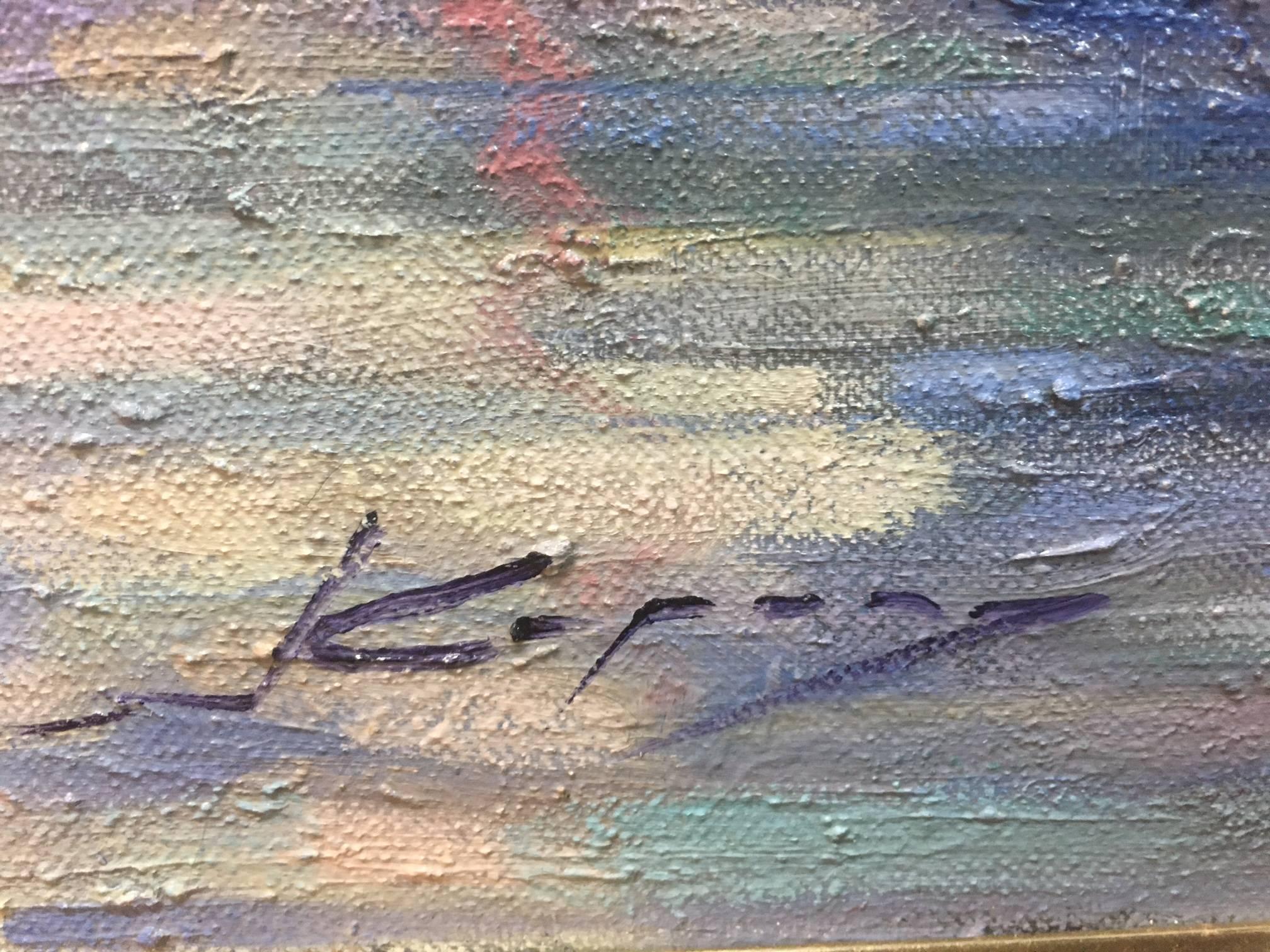 Copons  PARIS.RIVER. BRIDGE.SENA . Paysage original  peinture acrylique sur toile - Expressionniste Painting par Joan Copons