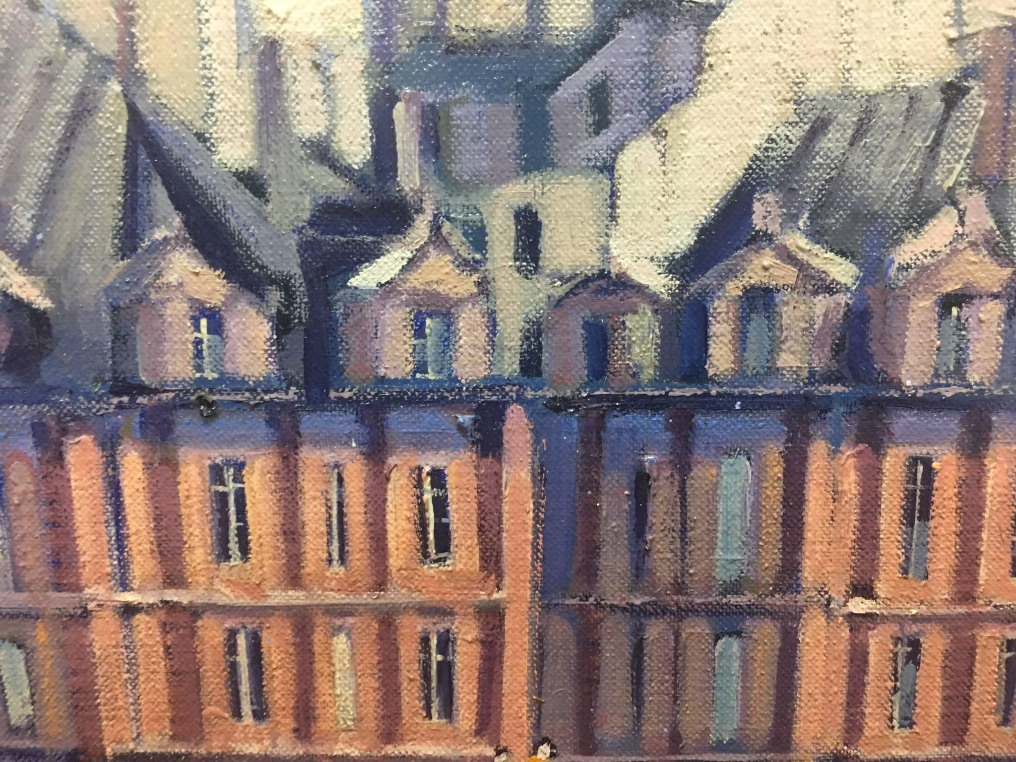 Copons  PARIS.RIVER. BRIDGE.SENA . Paysage original  peinture acrylique sur toile en vente 1