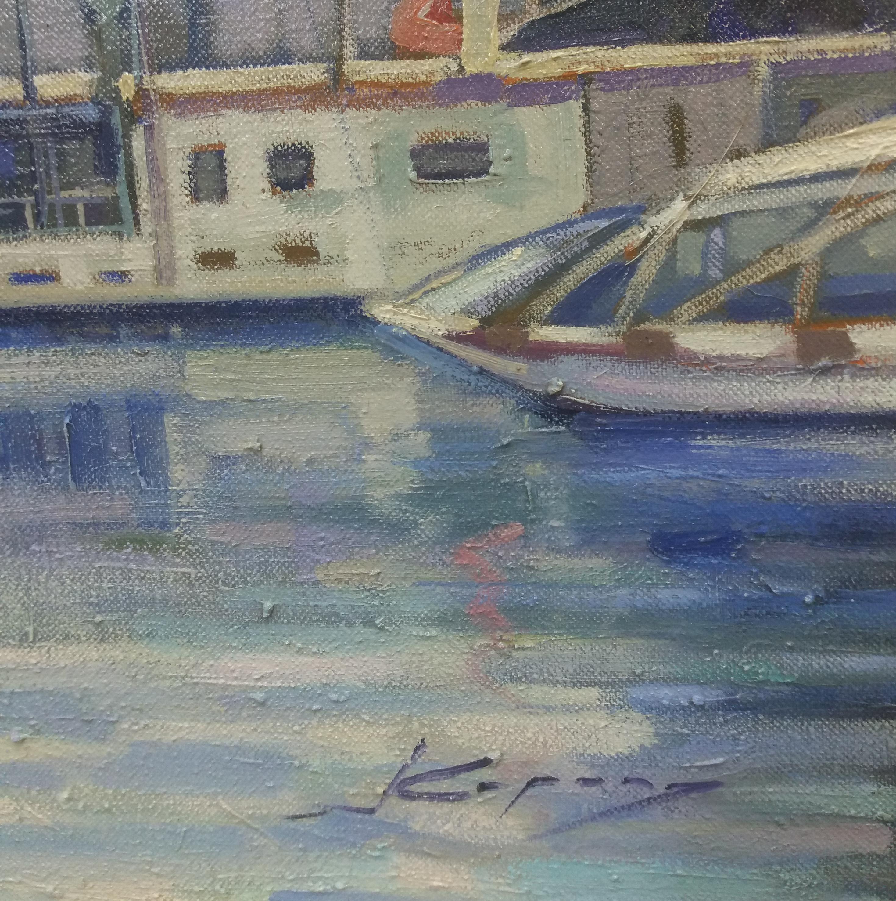 Copons  PARIS.RIVER. BRIDGE.SENA . Paysage original  peinture acrylique sur toile en vente 3
