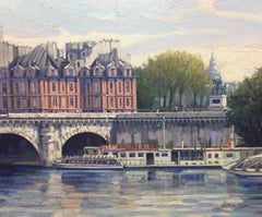 Copons PARIS.RIVER. BRIDGE.SENA . Landscape original acrylic canvas painting