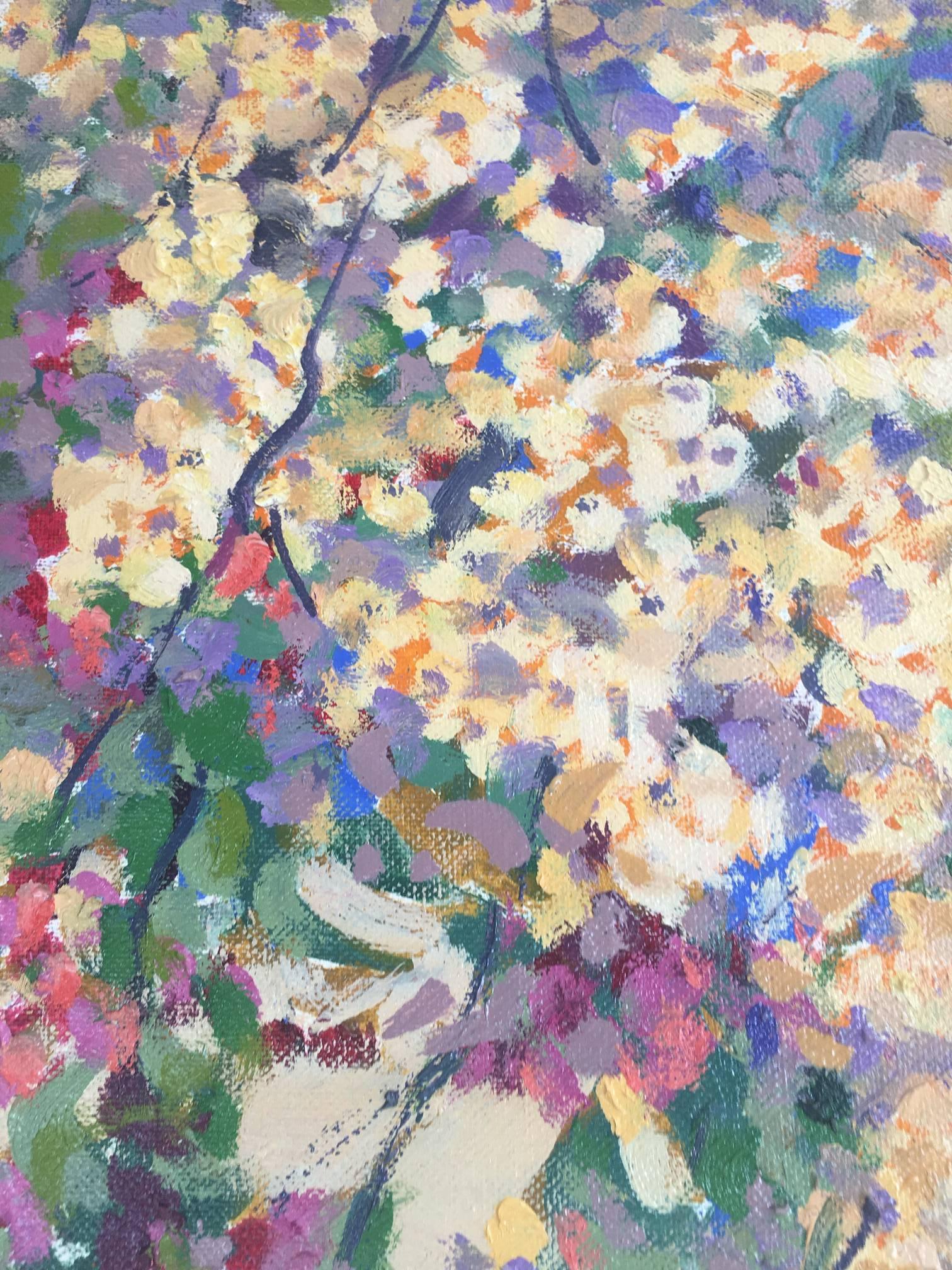 Copons  PARK CIUTADELLA Barcelona Flower Park original acrylic  - Expressionist Painting by Joan Copons