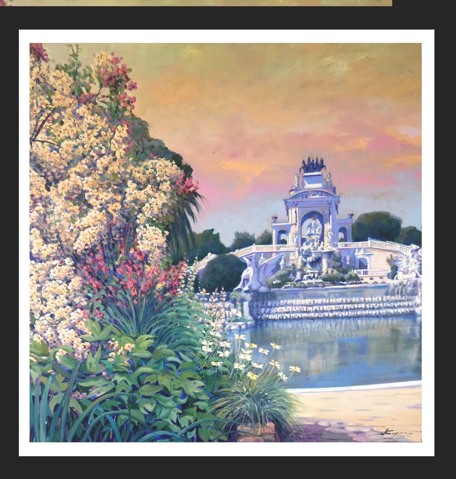 Joan Copons Landscape Painting - Copons  PARK CIUTADELLA Barcelona Flower Park original acrylic 