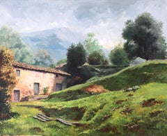 Spanish landscape oil on canvas painting