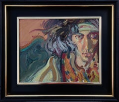 Hippie portrait original oil on canvas painting