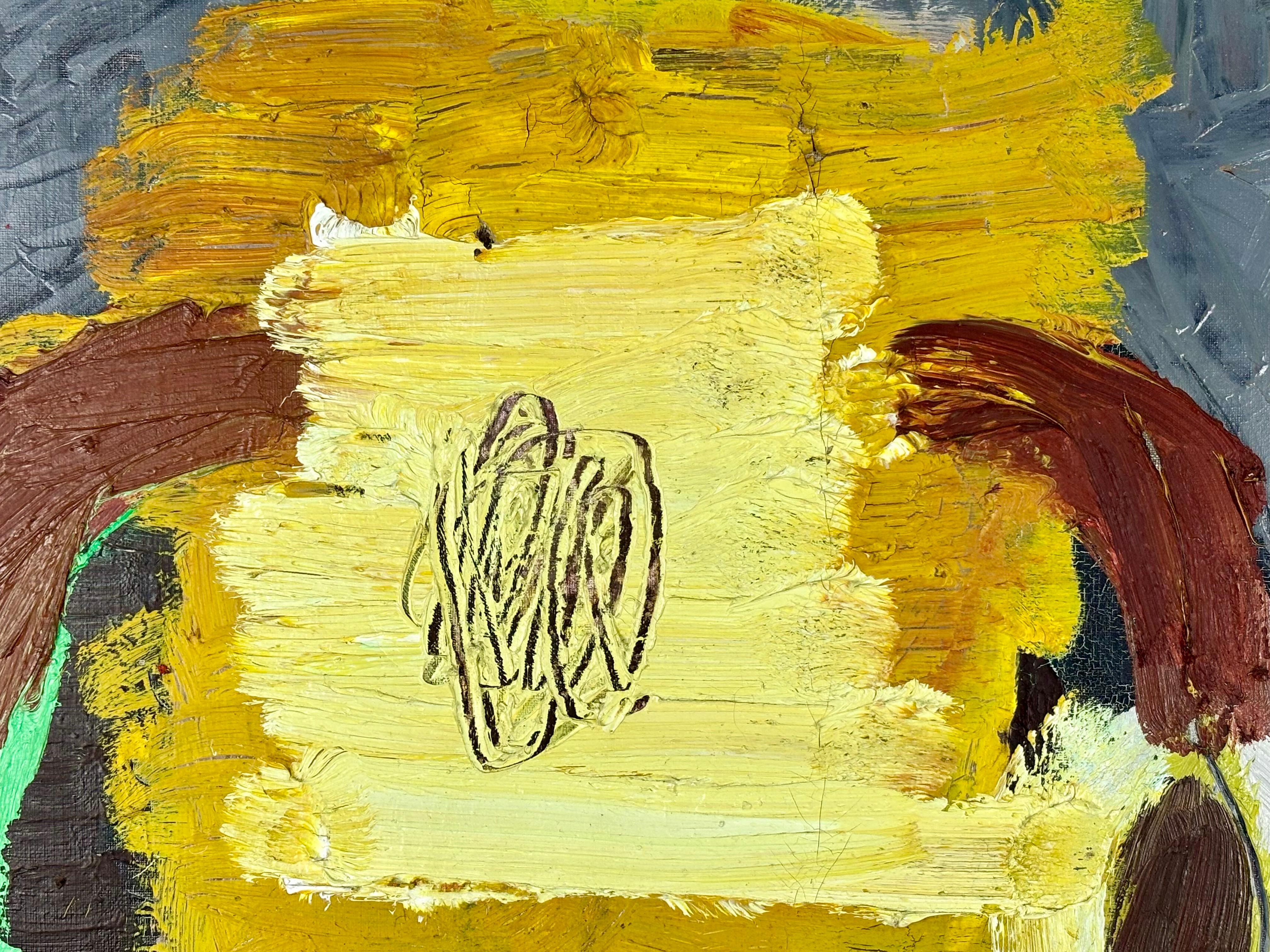 Personaje colorista 1971 - Gray Abstract Painting by Joan Cruspinera