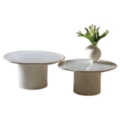 Joan duo travertine and white onyx coffee tables